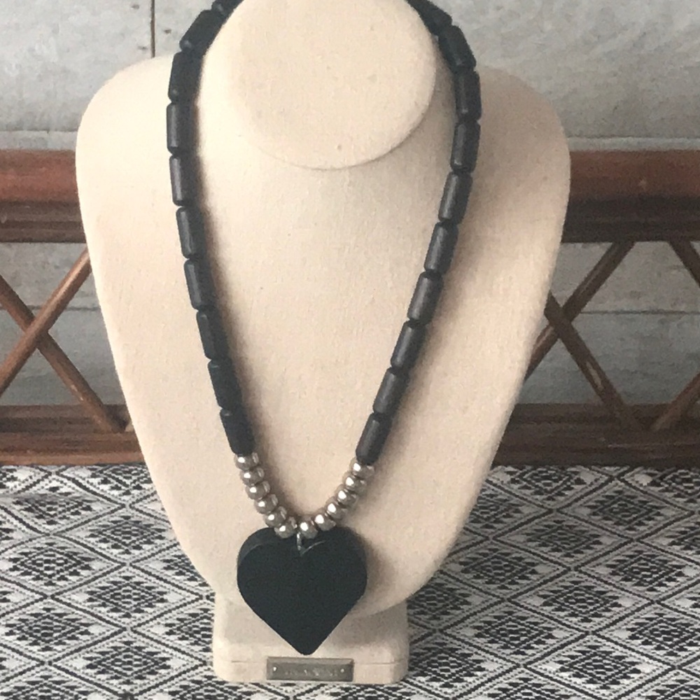 Aarikka Finnish wooden heart pendant necklace